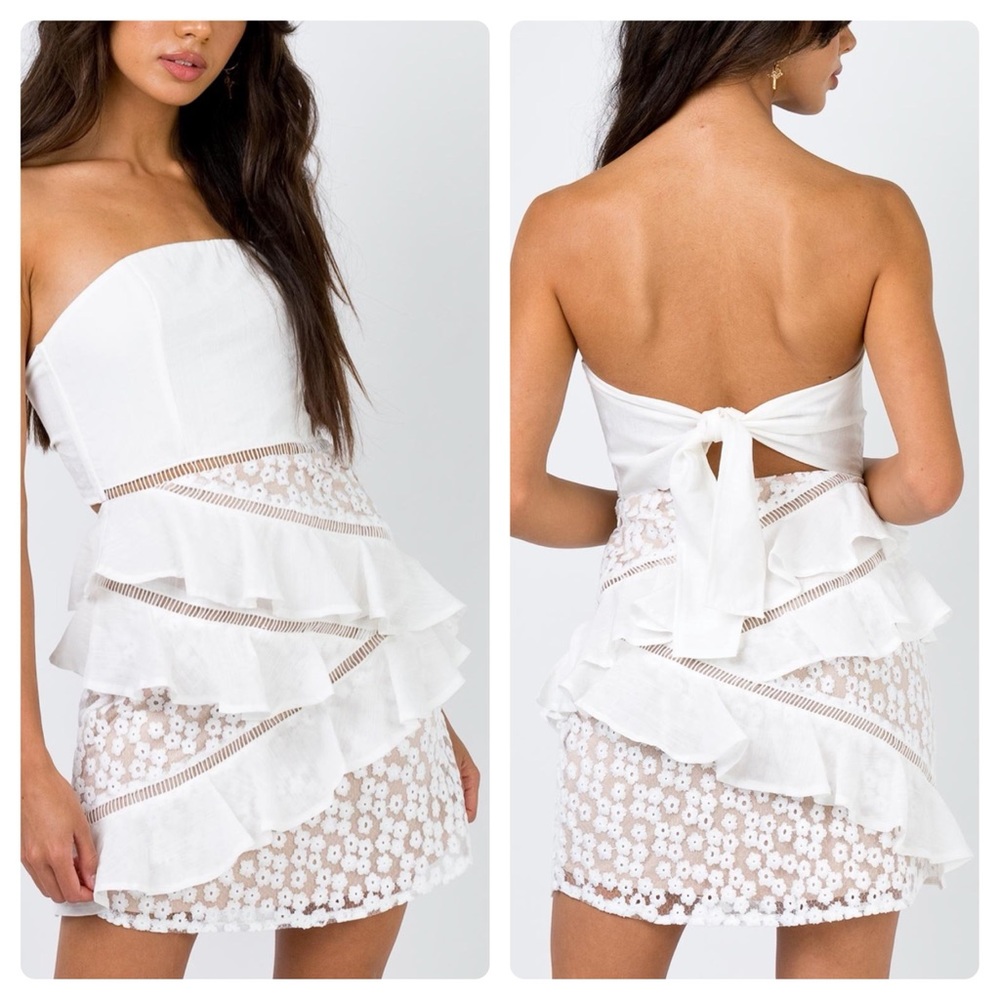 Princess Polly Strapless Tiered Ruffle Mini Dress